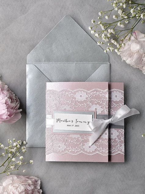 Faire Part Mariage Rose Et Gris
