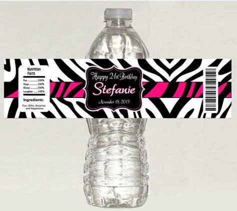 zebra print water bottle labels template - Google Search | Bottle labels printable, Water bottle ...