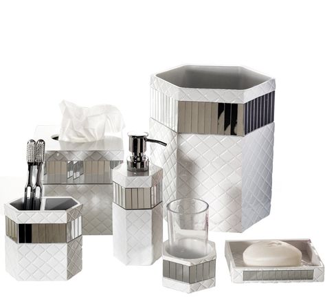 Creative Scents Quilted Mirror Bathroom Accessories Set 6 Piece Creative Scents Quilted Mirror Bathroom