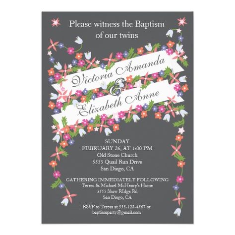 Modern Floral Twins Baptism Invitations Baptism invitations and Twins - sample baptismal invitation for twins Modern Floral Twins Baptism Invitations Baptism invitations and Twins - sample baptismal invitation for twins