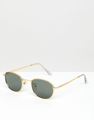 DESIGN Lunettes de soleil ovales en métal avec verres DESIGN Lunettes de soleil ovales en métal avec verres