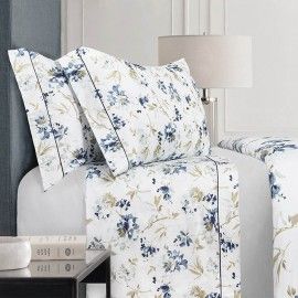 Compra nuevo juego de sábanas estampada de flores en azul Juego de sábanas Spring de Bassols en Villalba Interiorismo
