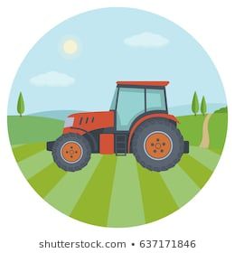 Red Tractor in the field wall sticker wall mural art photo 10985815 Farming