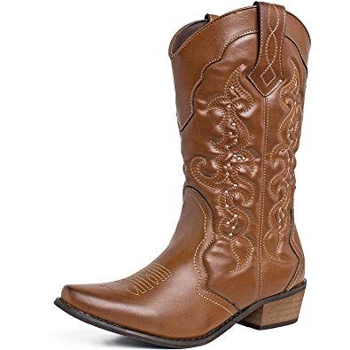 Femmes Spot on Talon Massif Cowboy Style Wellington Boot Femmes Spot on Talon Massif Cowboy Style Wellington Boot