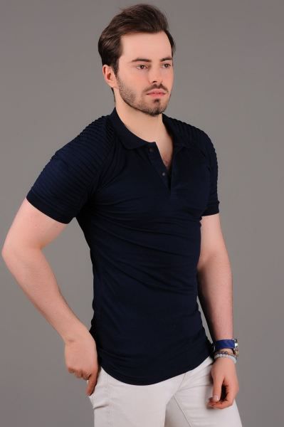 erkek tisort omuz tirtikli polo yaka lacivert t sihrt moda stil kislik genc etnik salas bayan muhafazakar armine modavigo klasik gunluk abiye r