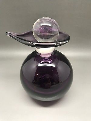 Vintage Amethyst Glass Perfume Bottle Purple Gold Hydrangea Perfume Bottle