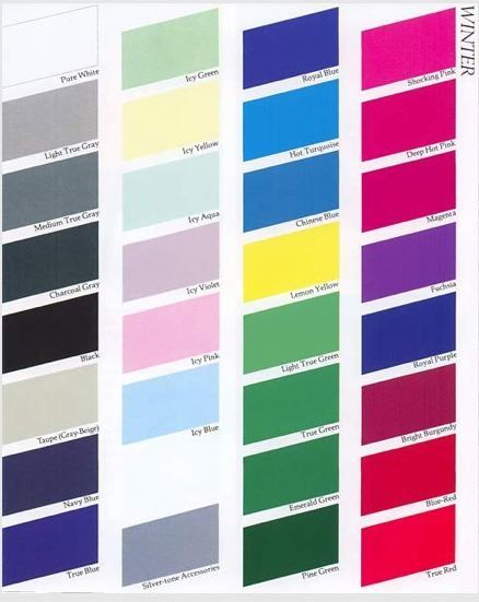Your Makeup Clothing Color Palette Season Colors Winter Your Makeup Clothing Color Palette Season Colors Winter And Swatch