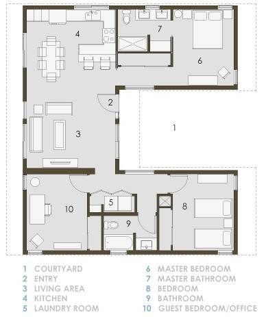 Home Floor Plans U Shaped Home Floor Plans Image Result For U Shaped House Plans With Central Courtyard Mo House Floor Plans U Shaped House Plans House Plans
