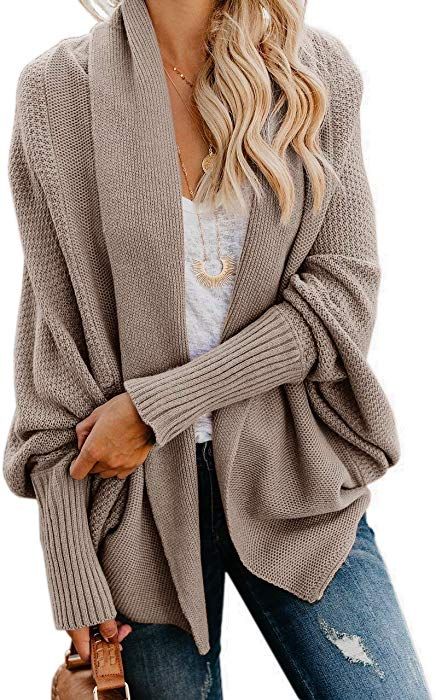 Beige Pockets Collarless Dolman Sleeve Casual Cardigan Sweater Beige Pockets Collarless Dolman Sleeve Casual Cardigan Sweater
