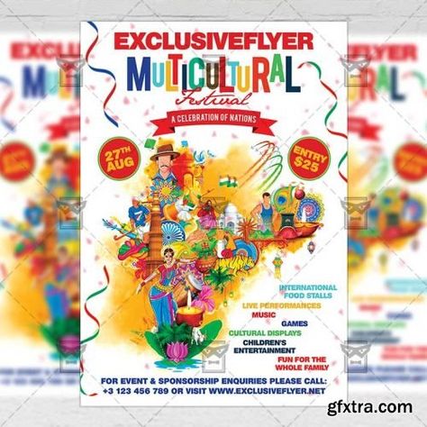multicultural festival club a5 flyer template photoshop pinterest multicultural flyer