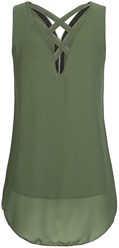 Leewa Womens Sling Tank Top Backless Cross Blouse Casual Sleeveless Summer Shirt Tank Tops Casual