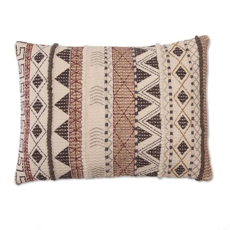 Aztec Stripe Throw Pillow Embroidered Aztec Print Lumbar Pillow Cover