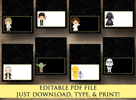 Star Wars Labels ~ EDITABLE ~ INSTANT DOWNLOAD | Star wars font, Star wars, Gift table