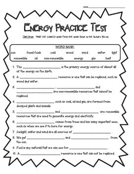 This Is A Fill In The Blank Worksheet On Renewable And Non