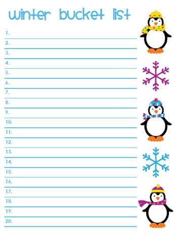 Free Blank Winter Bucket Lists - 3 different types - 3Dinosaurs - vacation schedule template Free Blank Winter Bucket Lists - 3 different types - 3Dinosaurs - vacation schedule template