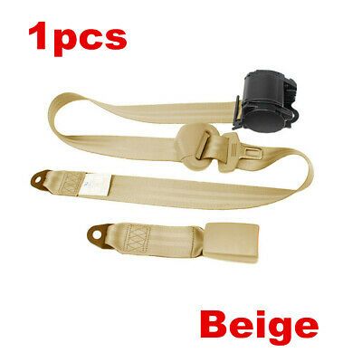 1 Car Seat Belt Beige 3Point Safety Travel Adjustable Retractable Auto Universal