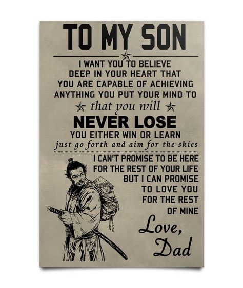 Father and Son Motivation Quotes Poster Canvas All Size To My Son Poster