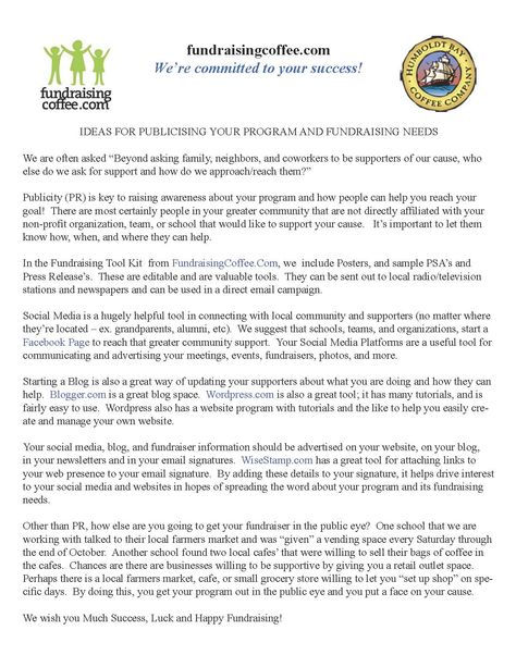 FUNDRAISING WITH COFFEE Label Samples of a variety of programs - sample email signature FUNDRAISING WITH COFFEE Label Samples of a variety of programs - sample email signature