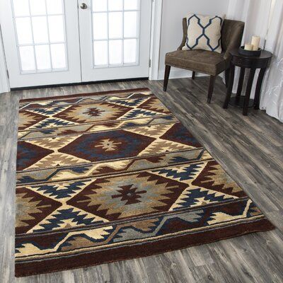 Millwood Pines Runner Eastman Southwestern Hand Tufted Wool Brown Blue Area Rug Birch Lane In 2020 Southwest Rugs Area Rugs Blue Area Rugs