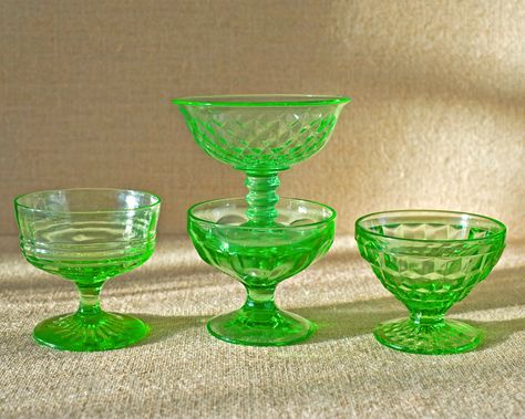 Anchor Hocking Glass PRINCESS Green Sherbert Dish Depression 1931-35