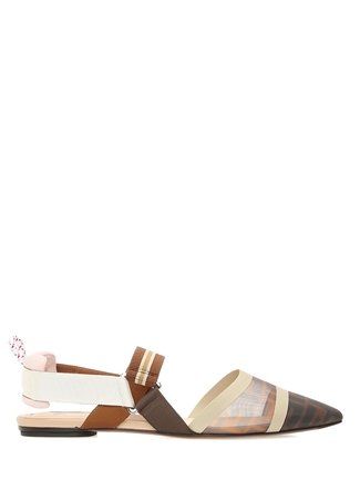 Fendi Fendi Kadin Kahverengi Logolu Detayli Babet Bej 40 Eu Babetler Bej Fendi