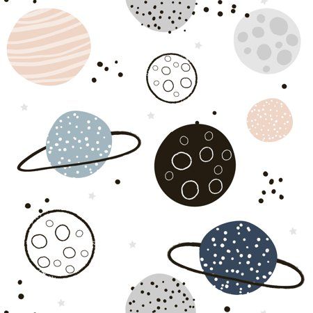 Roommates Planets Tan Peel And Stick Wallpaper Walmart Com Peel And Stick Wallpaper Kids Vector Seamless Patterns