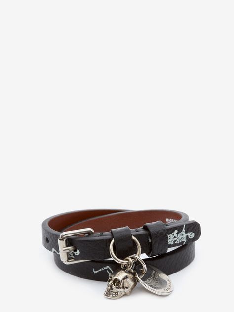 Black Dancing Skeleton Double Wrap Bracelet Alexander Mcqueen Dancing Skeleton Double Wrap Bracelet
