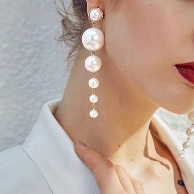 Geometric Simulated Pearl Earrings For Women Price 8 99 Free Shipping Hashtag3 Large Pearl Earrings Pearl Earrings Dangle Pearl Hoop Earrings