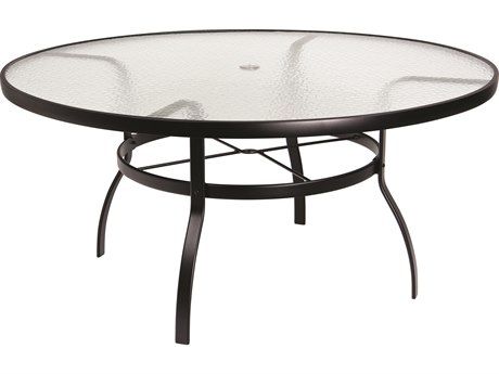 Woodard Aluminum Deluxe 60 Wide Round Obscure Glass Top Table With Umbrella Hole Replacement Outdoor Dining Woodard Aluminum Deluxe 60 Wide Round, Replacement Patio Table Top With Umbrella Hole