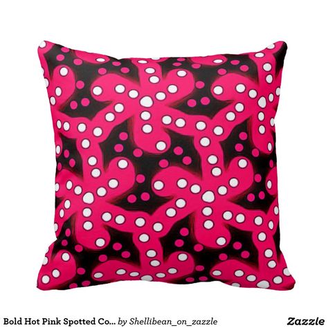 Bold Hot Pink Spotted Coral Abstract Decorative Throw Pillow, Hot Pink Coral