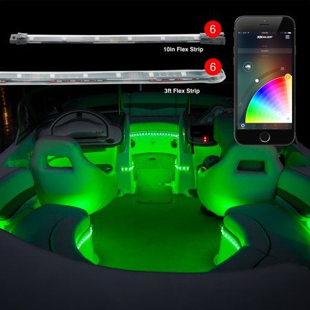 6pc 36 6pc 10 Flex Strips Boat Marine Xkchrome App Control Interior Led Light Kit Walmart Com Interior Led Lights Led Boat Lights Led Light Kits