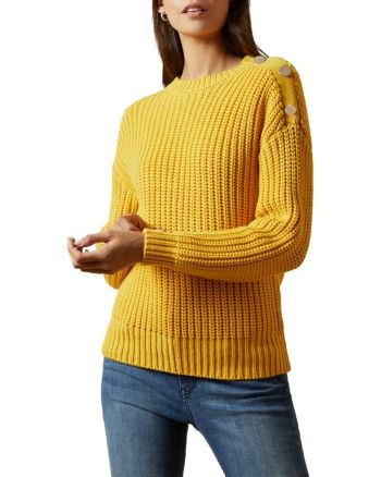 Ted Baker Whtnee Button Detail Sweater Women Bloomingdale S Yellow Cable Knit Sweater Cable Knit Sweater Outfit Detailed Sweater