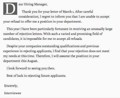 Anti Rejection Letter Funny Pinterest - employment rejection letter Anti Rejection Letter Funny Pinterest - employment rejection letter
