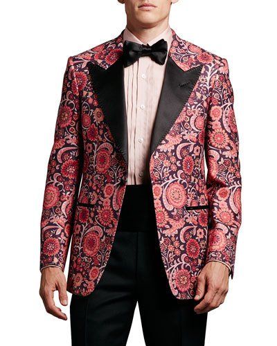 Elegant TOM FORD Floral Print Tuxedo Jacket