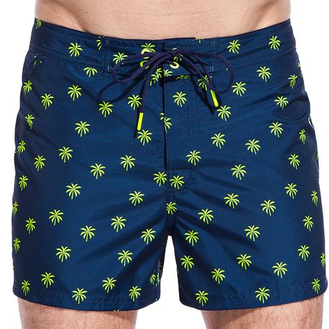 Off to See The World Happy Camper Mens Swim Trunks Board Beachwear Casual Beach Shorts for Men with Mesh Lining