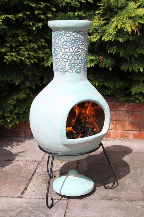 UK-Gardens 28cm Outdoor Patio Mexican Clay Chimenea Firepit Range in Red