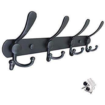 Attaccapanni in Acciaio Inox Appendi Cappotti Abiti per Bagno Cucina Nero Ganci Appendiabiti da Parete Appendiabiti da Muro 5 Hook