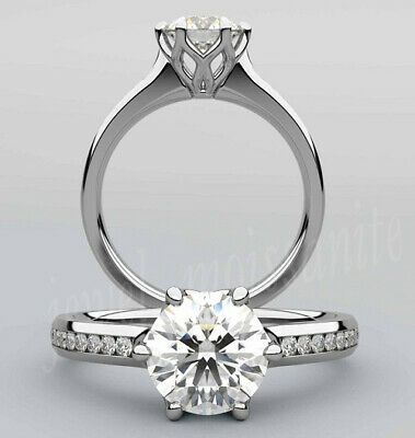 2 Ct Forever Off White Moissanite Solitaire Engagement Ring 925 Sterling Silver