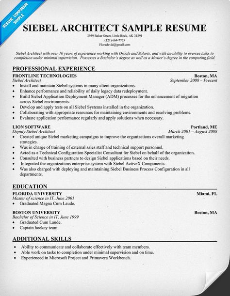 Siebel Architect Resume (resumecompanion) Resume Samples - oracle architect sample resume Siebel Architect Resume (resumecompanion) Resume Samples - oracle architect sample resume
