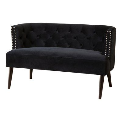 Kelly Clarkson Home District 47 Wide Velvet Round Arm Settee In 2021 Love Seat Velvet Settee Settee Loveseat