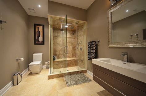 Finished Basement Steam Room Bathrooms Washrooms Powder Rooms Saunas Small Bathroom Shower Enclosure Finished Basement Steam Room, How To Make A Bathroom In Basement