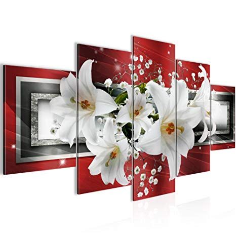 Kunstdruck Leinwand aus Vlies Wanddeko Bild Bilder Wandbild XXL Blumen Lilien