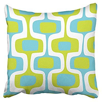 : Emvency Pillow Case Mid Mid Century Modern Blue Square Throw