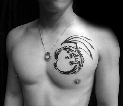 Black And Red Dragon Tattoo On Man Right Shoulder Dragon Tattoos For Men Dragon Tattoo Shoulder Tattoo