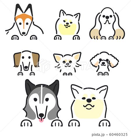 犬 ポーズ 表情 セット 飾りのイラスト素材