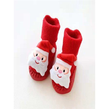 Unisex Baby Christmas Boots Slipper Shoes Infant Newborn Booties Toddler Winter Warm Cartoon Prewalker