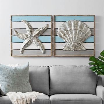 Coastal Rope Wood Plank Wall Plaques Set Of 2 Kirklands Coastal Wall Decor Beach Bedroom Decor Kirkland Home Decor