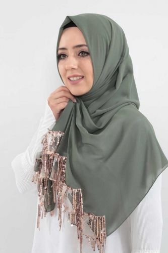 Dantel Puskullu Sal Hks41 Haki Moda Stilleri Dantel Sal