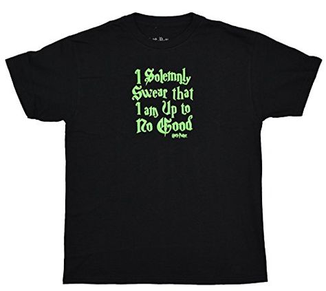Official Women/'s Harry Potter I Solemnly Swear Rolled Sleeve Black T-Shirt