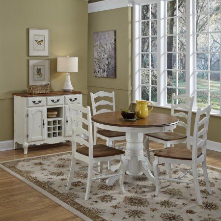 The French Countryside Oak And Rubbed White 5 Piece Dining Set Walmart Com Dining Room Sets French Countryside Dining Farmhouse Dining